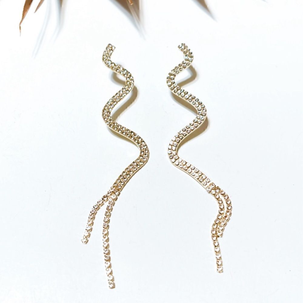 Rhinestone drop earrings #204